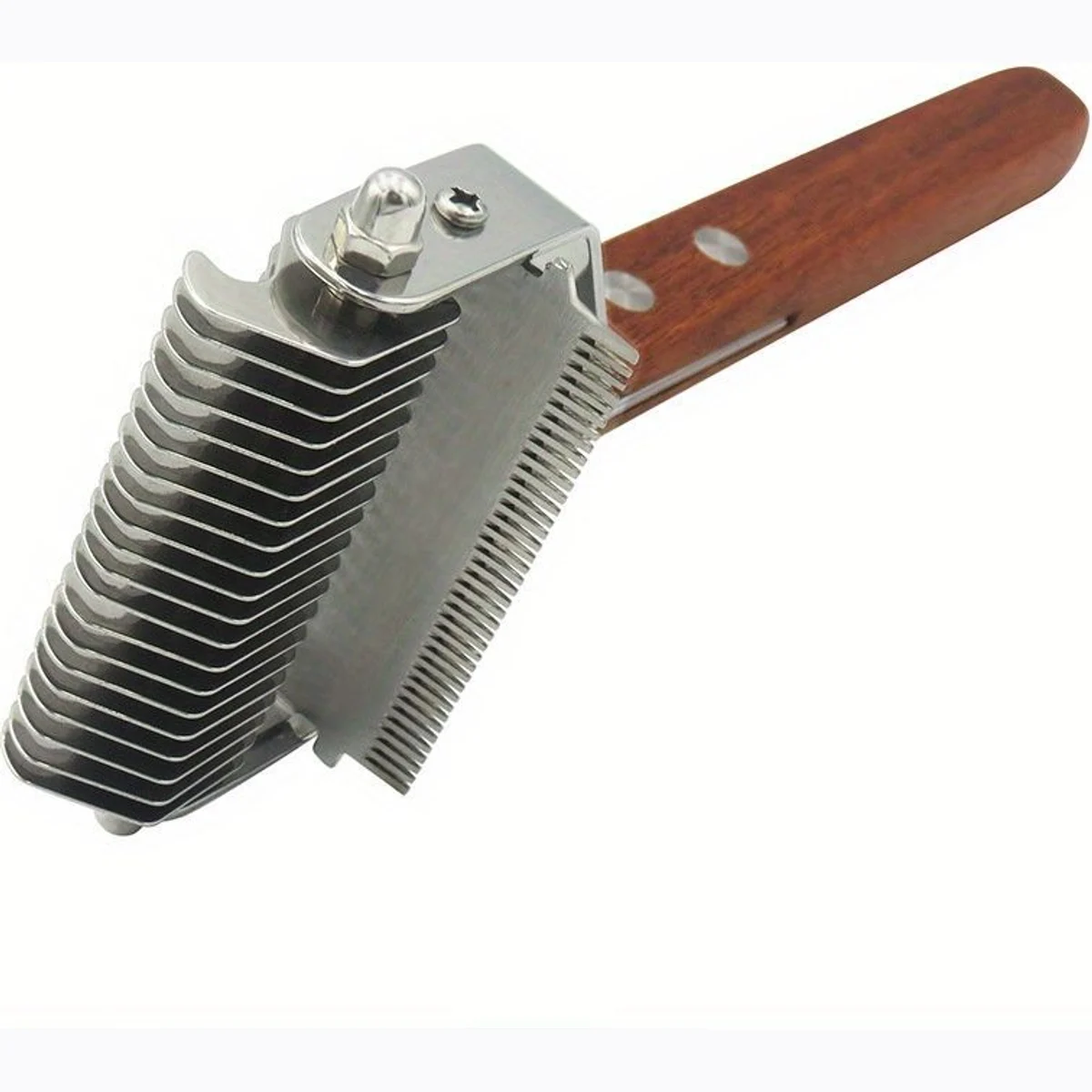 Double Sided Pet Grooming Brush - Efficient Shedding and Dematting Tool with Slicker Brush, Stainless Steel Pins, and Dematting Comb - Ergonomic Wooden Handle for Comfortable Grip