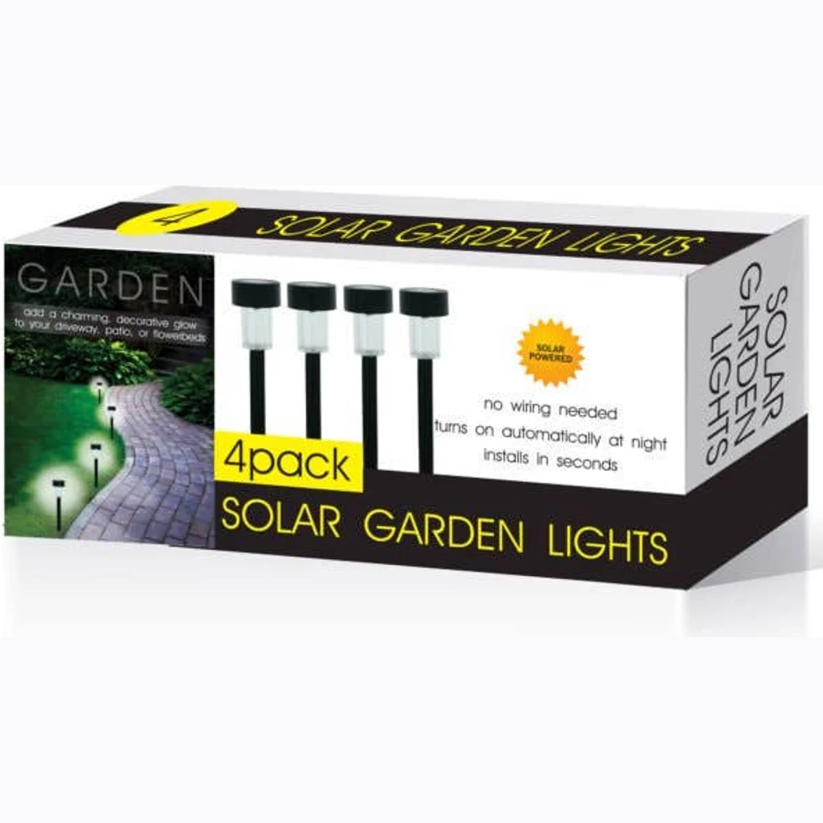 4-Pack Solar Powered Garden Lights Set