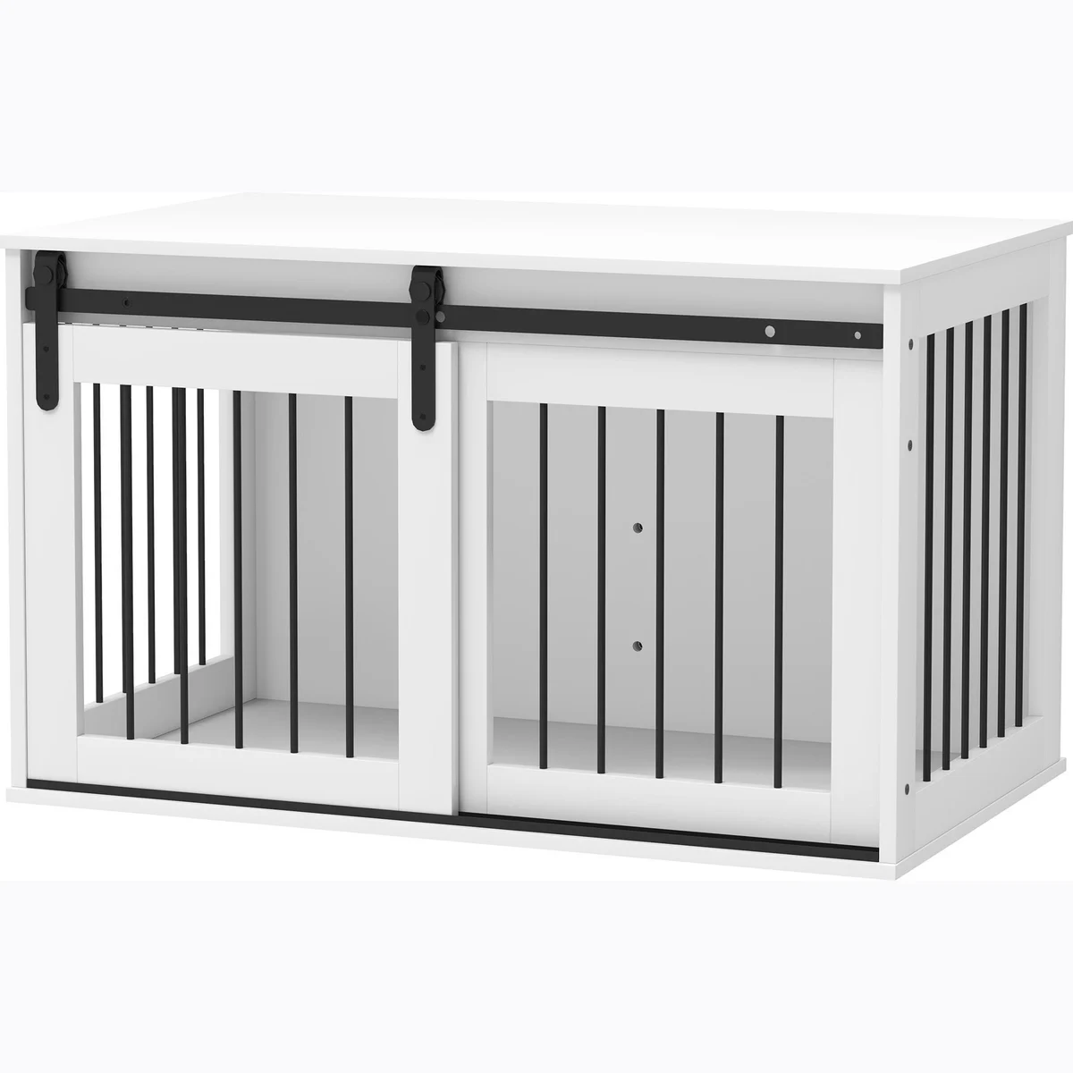 39" Dog Crate Furniture, Dog Crate End Side Table for Large Dogs, White