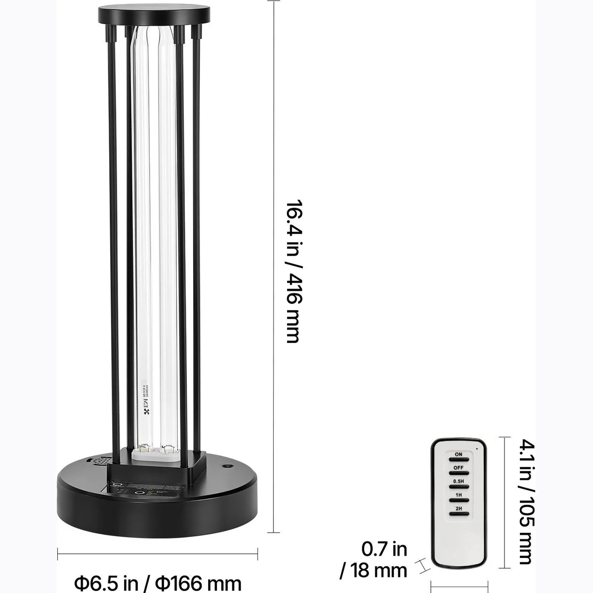 UV Light, 36W Ultraviolet Lamp with Ozone Purifier, UVC Lamp with 30/60/120 Minutes 3-Gear Timer and Remote Control, for Room up to 400 sqft, UVO Lights for Living Room, Bedroom, Hotel, School